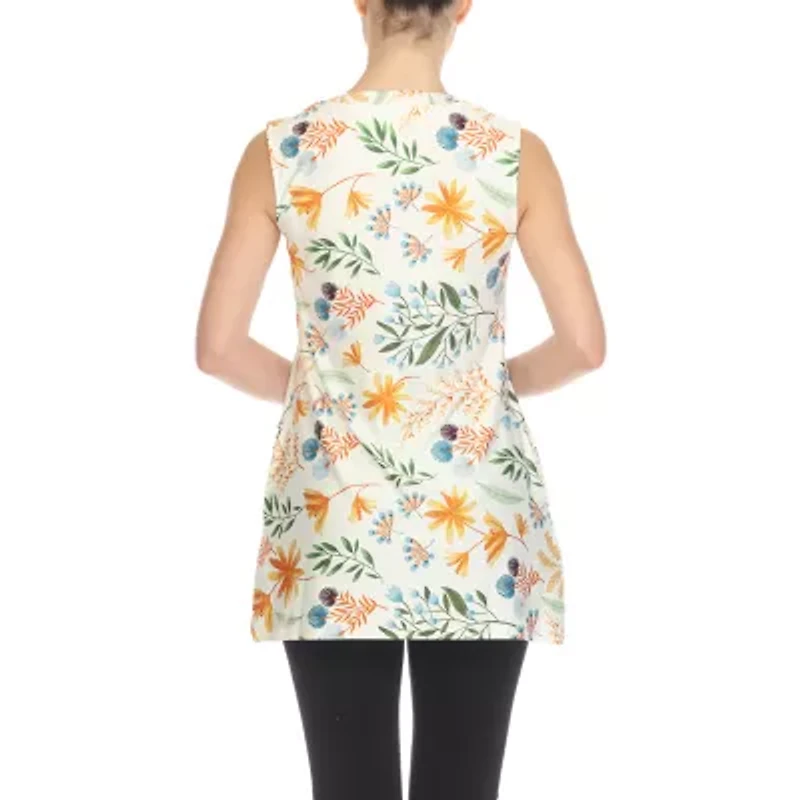 White Mark Maternity Womens Crew Neck Sleeveless Tunic Top