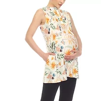 White Mark Maternity Womens Crew Neck Sleeveless Tunic Top