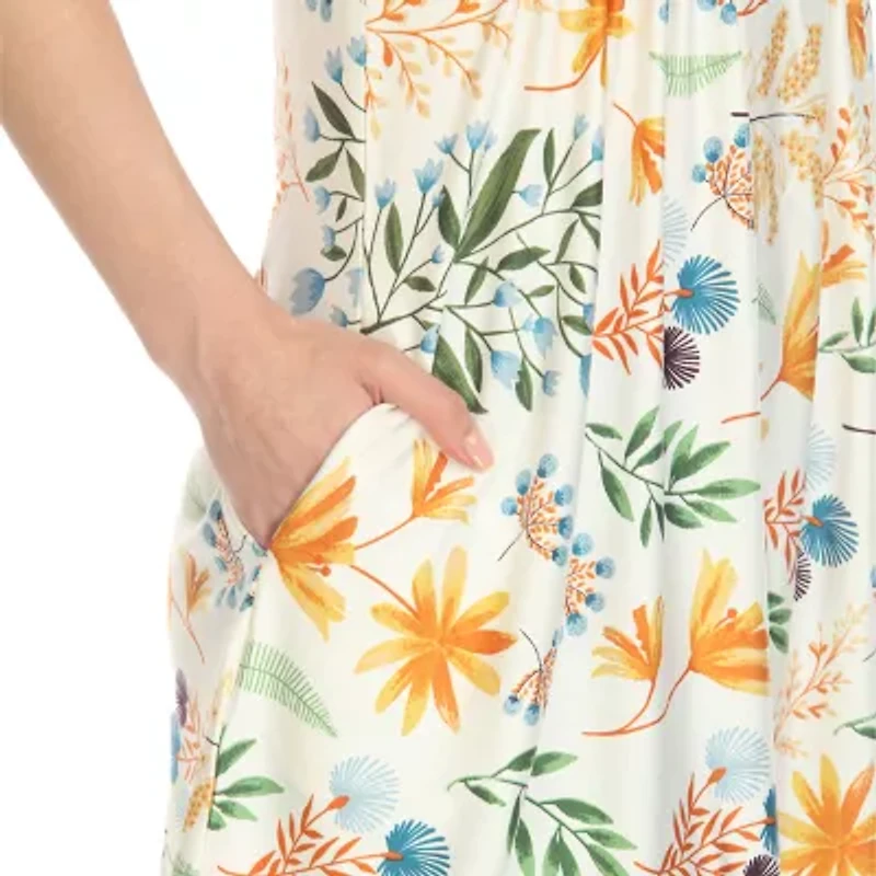 White Mark Maternity Womens Crew Neck Sleeveless Tunic Top