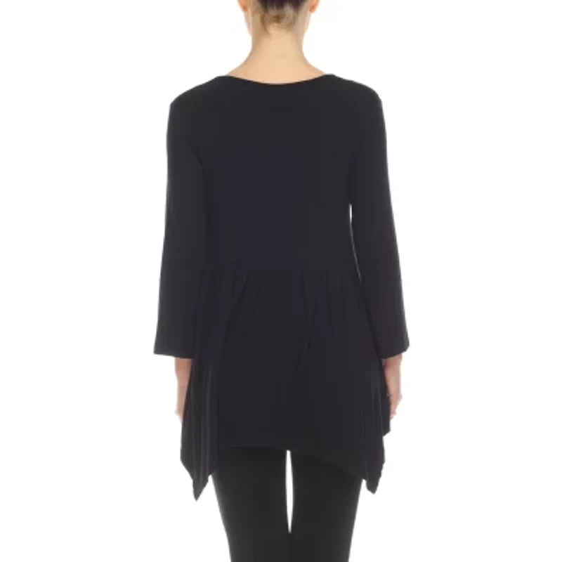 White Mark Maternity Womens V Neck Long Sleeve Tunic Top