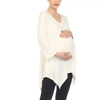 White Mark Maternity Womens V Neck Long Sleeve Tunic Top