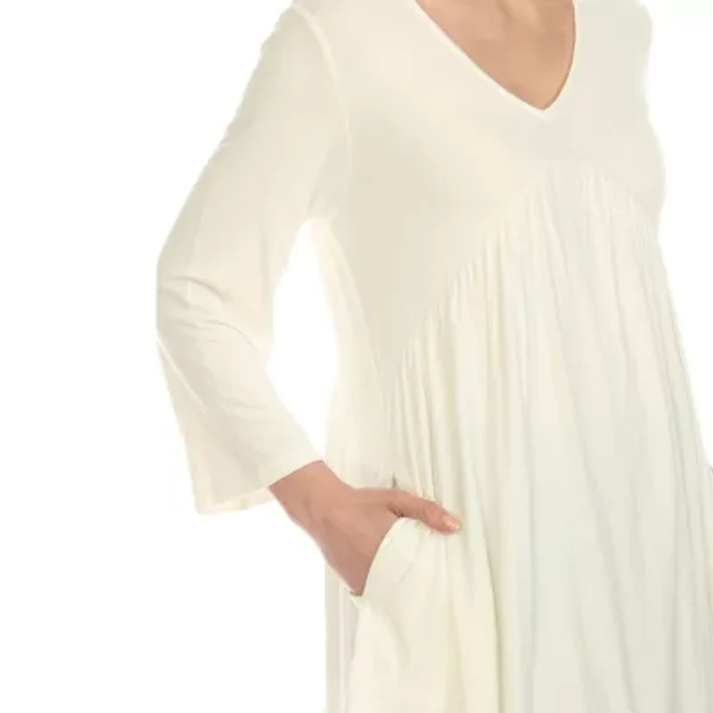 White Mark Maternity Womens V Neck Long Sleeve Tunic Top