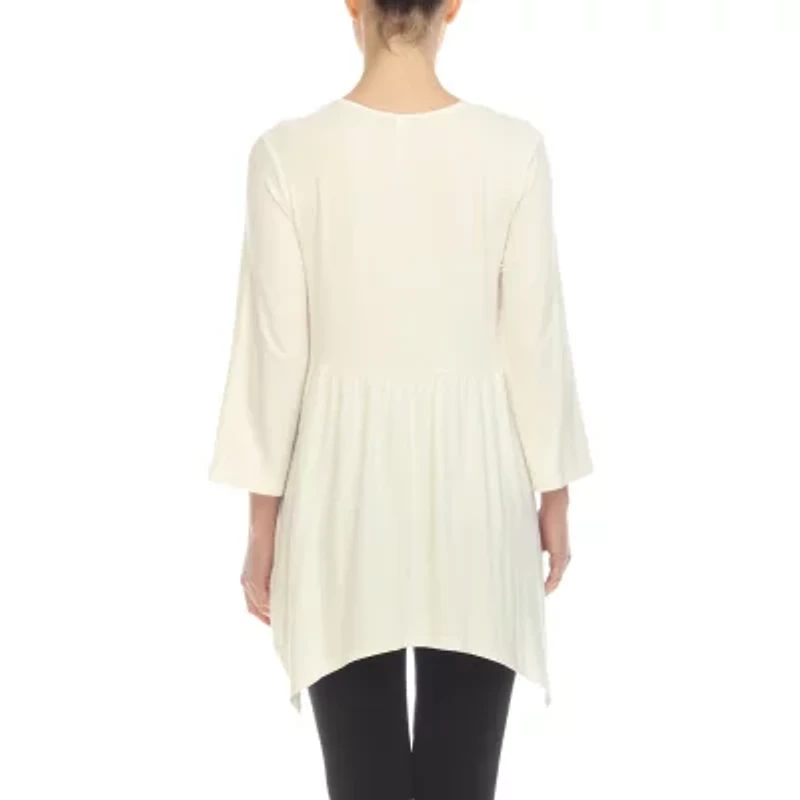 White Mark Maternity Womens V Neck Long Sleeve Tunic Top