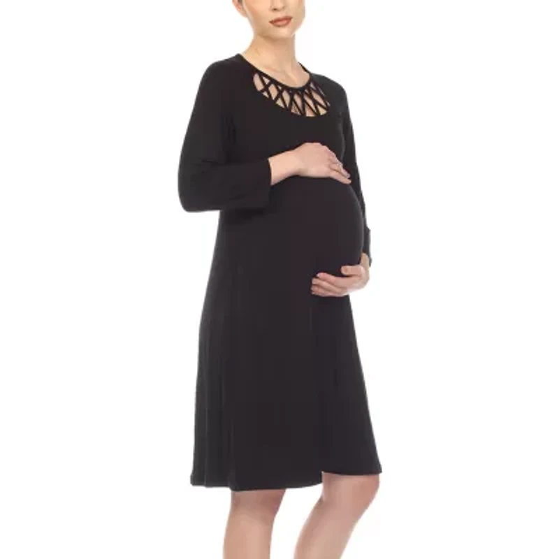 White Mark Womens 3/4 Sleeve Swing Dresses Maternity