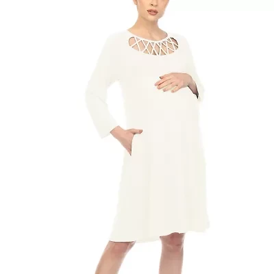 White Mark Womens Maternity 3/4 Sleeve Swing Dresses