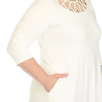 White Mark Womens Plus 3/4 Sleeve Swing Dresses