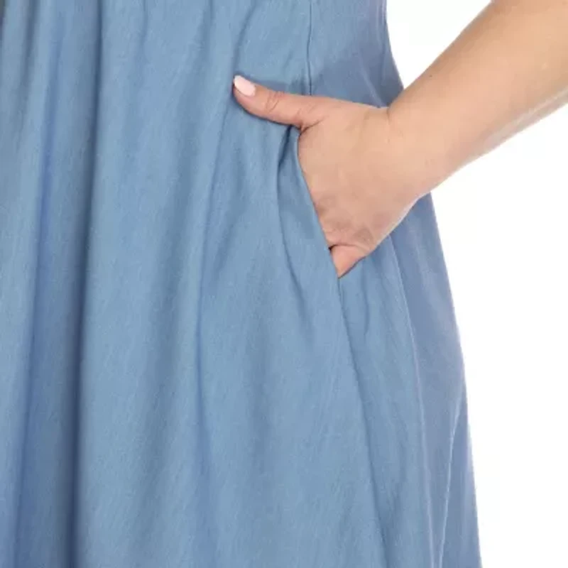 White Mark Womens Plus Short Sleeve Empire Waist Dress