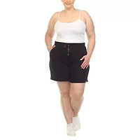 White Mark Womens High Rise Plus Pull-On Short