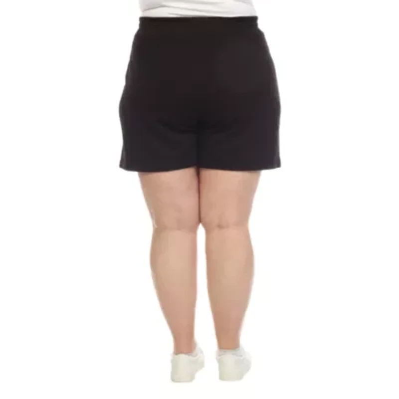 White Mark Womens High Rise Plus Pull-On Short