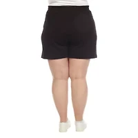 White Mark Womens High Rise Plus Pull-On Short