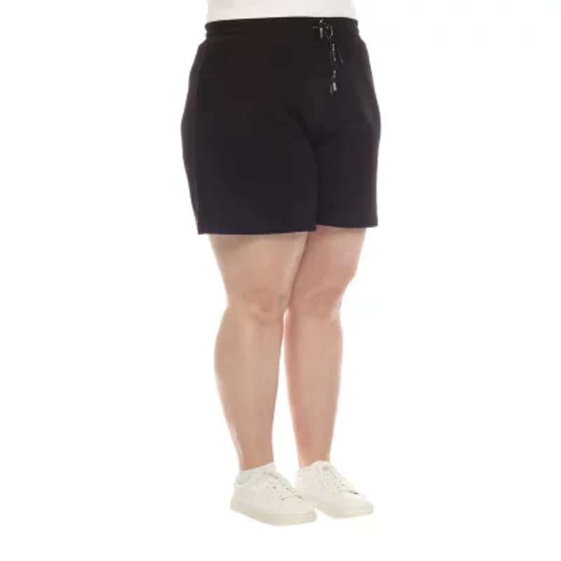 White Mark Womens High Rise Plus Pull-On Short