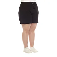 White Mark Womens High Rise Plus Pull-On Short