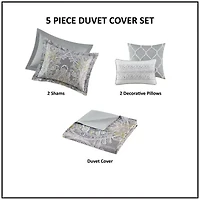 Harbor House Hallie 5-pc. Cotton Damask and Scroll Duvet Cover Set