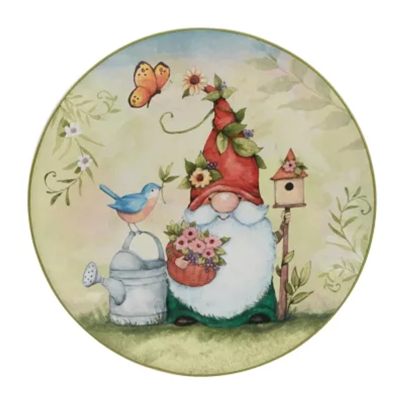 Certified International Garden Gnomes 4-pc. Earthenware Salad Plate