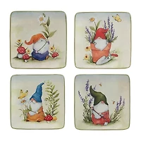 Certified International Garden Gnomes 4-pc. Earthenware Appetizer Plate