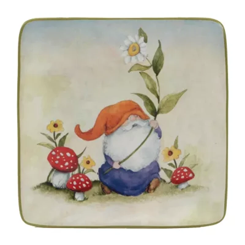 Certified International Garden Gnomes 4-pc. Earthenware Appetizer Plate