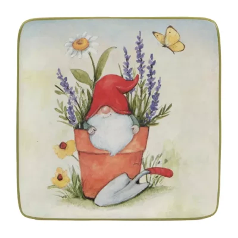 Certified International Garden Gnomes 4-pc. Earthenware Appetizer Plate