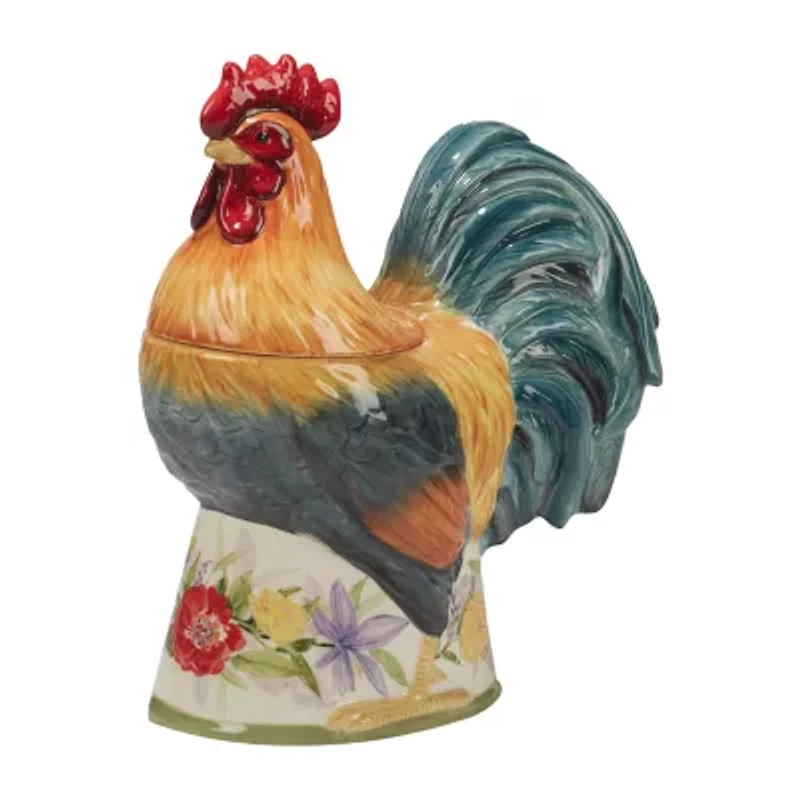 Certified International Floral Rooster Earthenware Cookie Jar