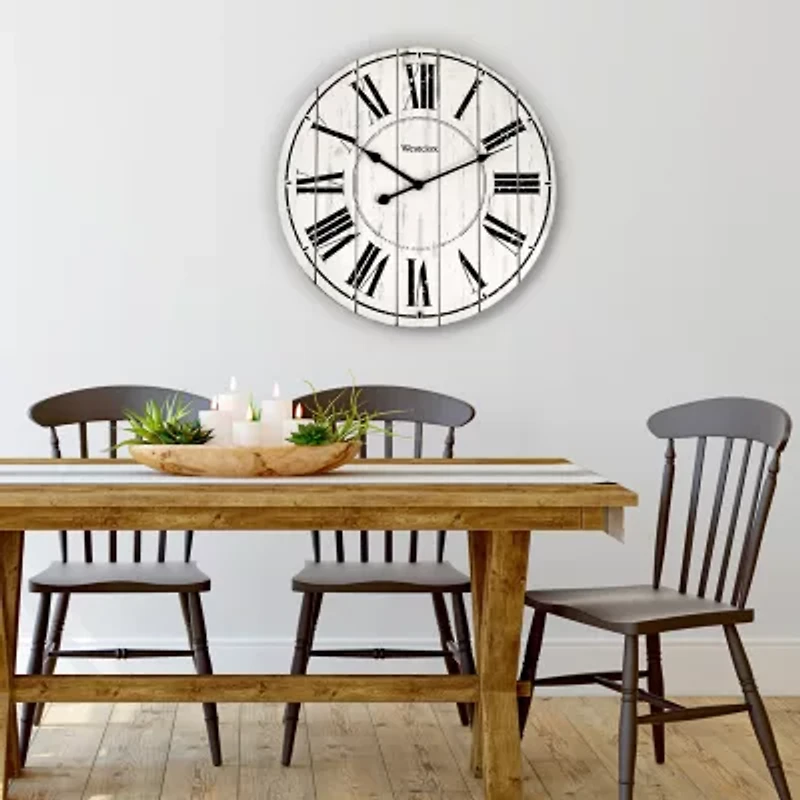 Westclox 18" Whitewash Wood Wall Clock