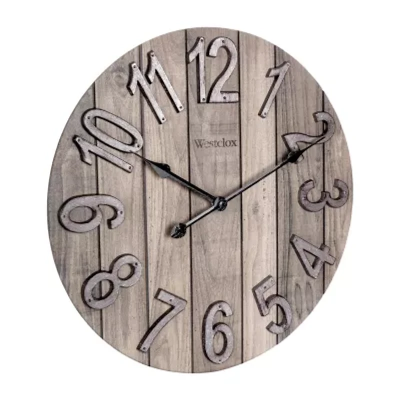 Westclox 15.5" Farmhouse Wood Grain Wall Clock