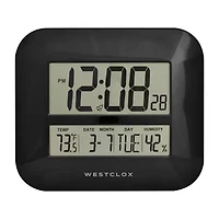 Westclox Black Digital With Date & Temp Silent/Non-Ticking Wall Clock