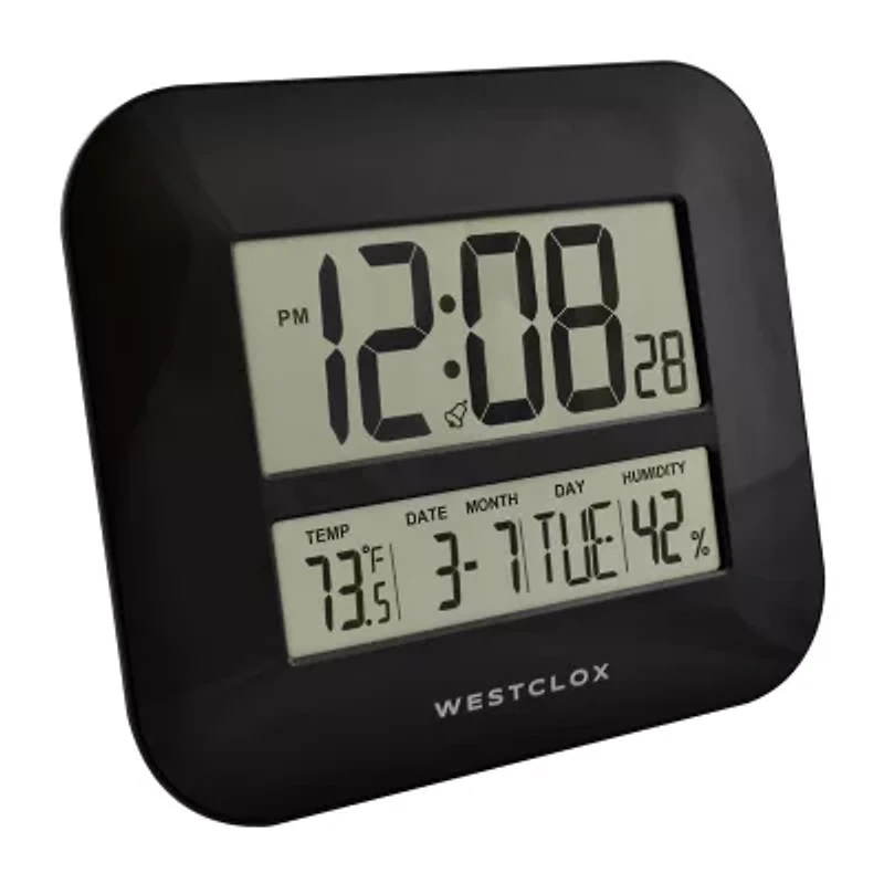 Westclox Black Digital With Date & Temp Silent/Non-Ticking Wall Clock