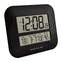 Westclox Black Digital With Date & Temp Silent/Non-Ticking Wall Clock