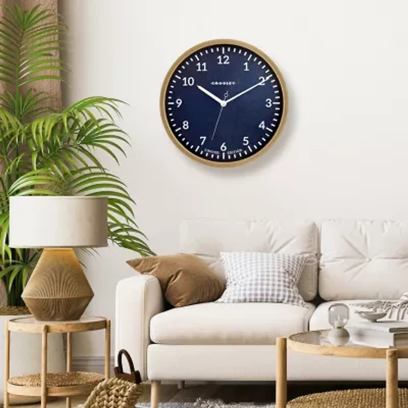 Crosley Brown Oak Color 15" Denim Dial Wall Clock