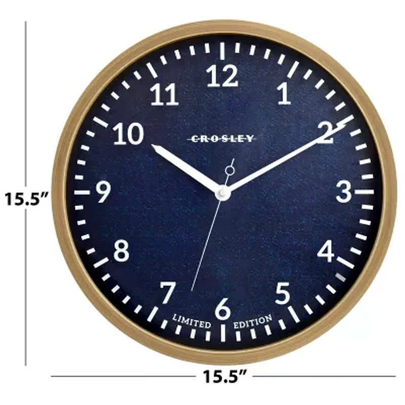 Crosley Brown Oak Color 15" Denim Dial Wall Clock