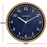 Crosley Brown Oak Color 15" Denim Dial Wall Clock