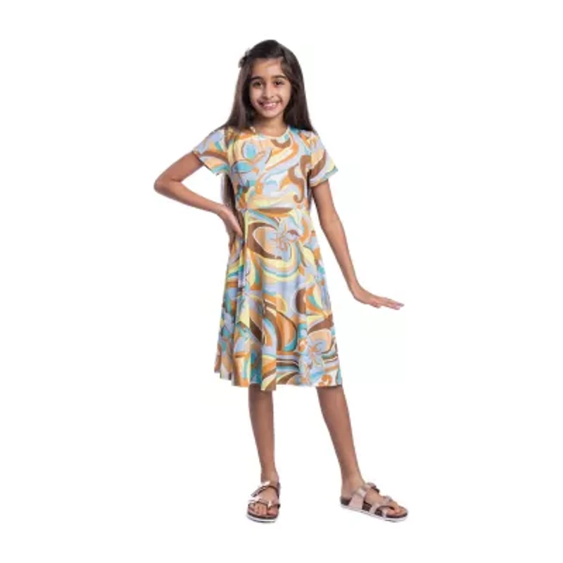 24sevenkid Big Kid Girls Short Sleeve Fit + Flare Dress