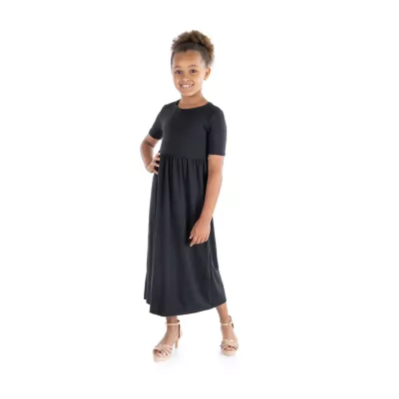24sevenkid Big Kid Girls Short Sleeve A-Line Dress