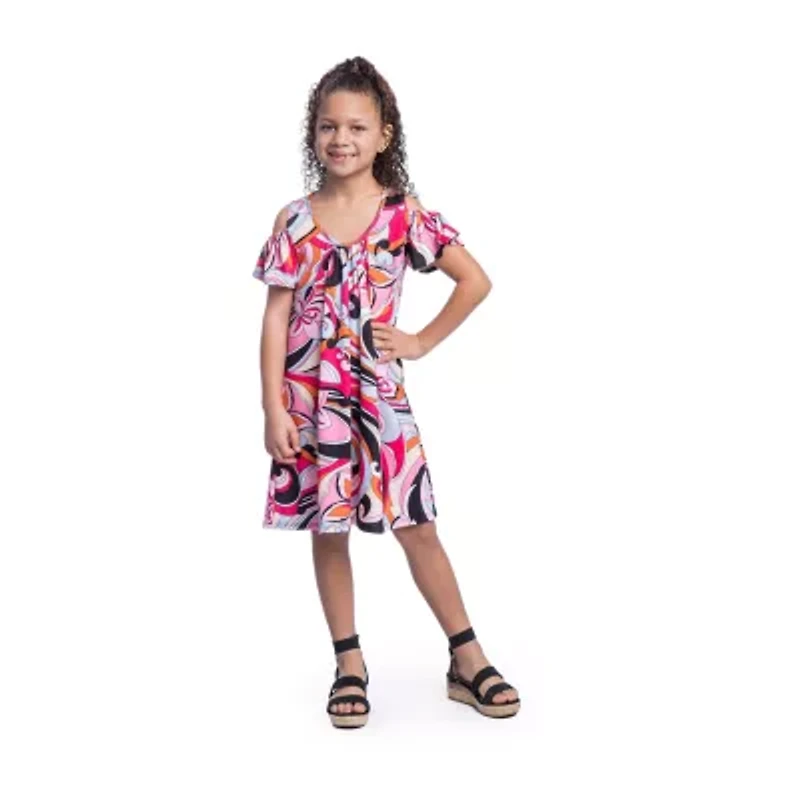 24sevenkid Big Kid Girls Short Sleeve A-Line Dress