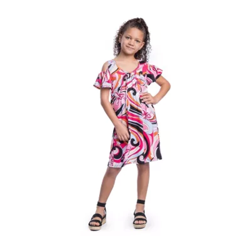 24sevenkid Big Kid Girls Short Sleeve A-Line Dress