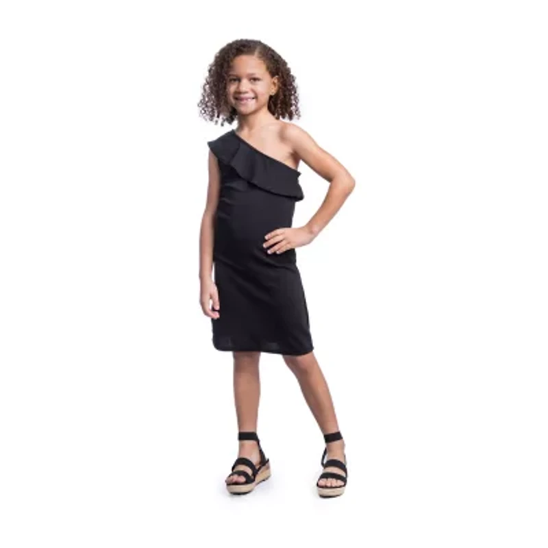 24sevenkid Big Kid Girls Sleeveless One Shoulder Sleeve Maxi Dress