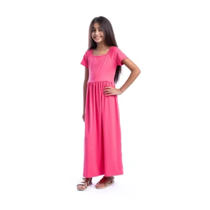 24sevenkid Big Kid Girls Short Sleeve Maxi Dress