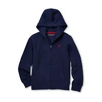 U.S. Polo Assn. Little & Big Kid Boys Long Sleeve Embroidered Fleece Zipper Hoodie