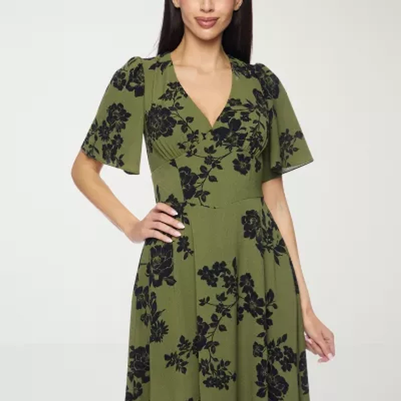 Premier Amour Womens Short Sleeve Floral Maxi Dress