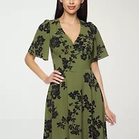 Premier Amour Womens Short Sleeve Floral Maxi Dress