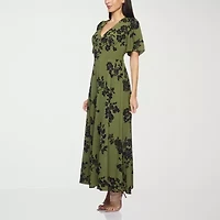 Premier Amour Womens Short Sleeve Floral Maxi Dress