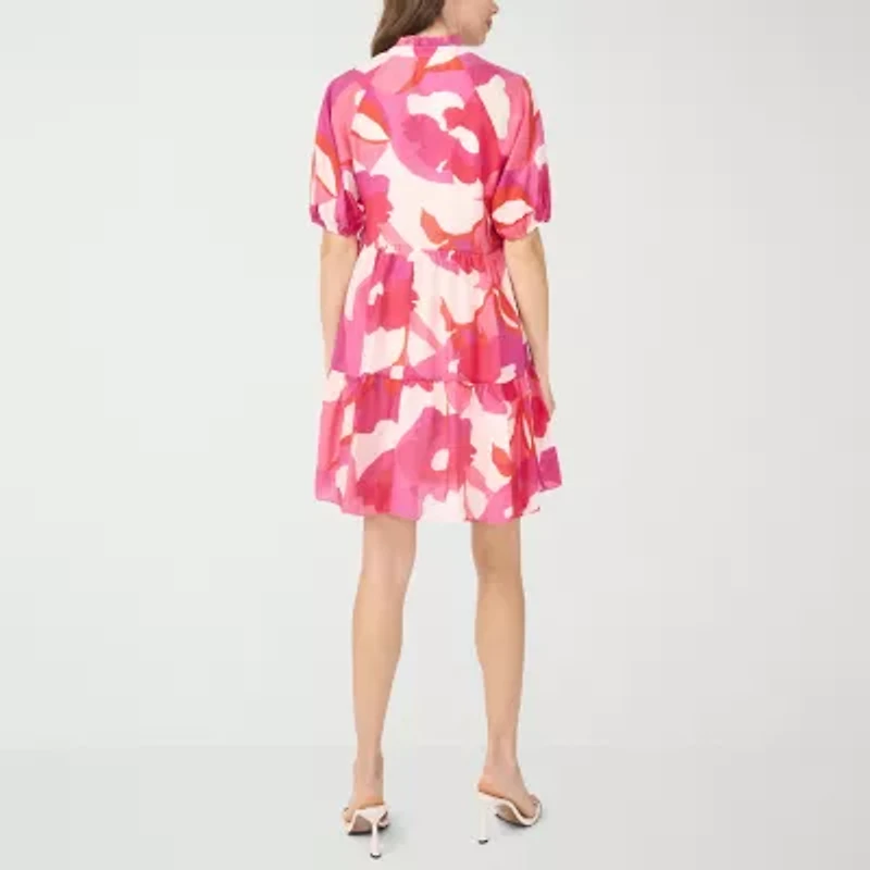 MSK Womens Short Sleeve Floral Shift Dress