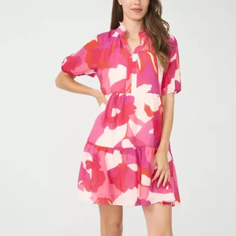 MSK Womens Short Sleeve Floral Shift Dress