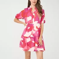 MSK Womens Short Sleeve Floral Shift Dress