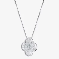 Diamond Blossom (G / Si2) Womens 1/2 CT. T.W. Lab Grown White 10K Gold Clover 18 Inch Pendant Necklace