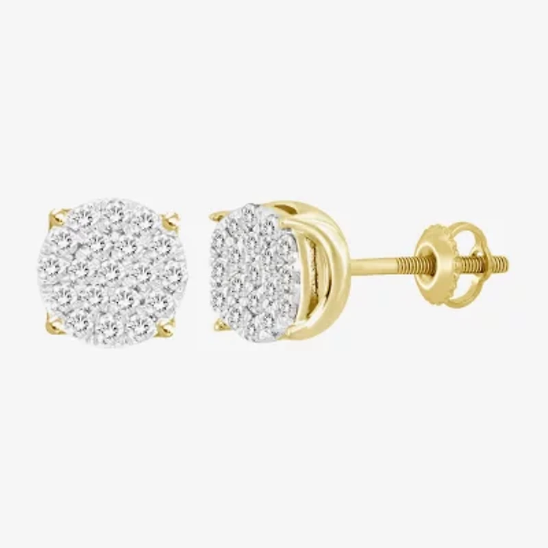 1/2 CT. T.W. Natural White Diamond 10K Gold 8mm Round Stud Earrings