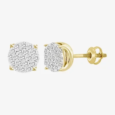 1/2 CT. T.W. Natural White Diamond 10K Gold 8mm Round Stud Earrings