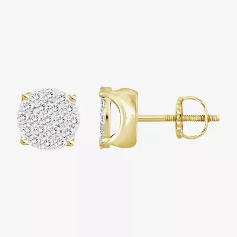 1/2 CT. T.W. Natural White Diamond 10K Gold 8mm Round Stud Earrings