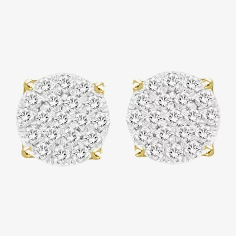 1/2 CT. T.W. Natural White Diamond 10K Gold 8mm Round Stud Earrings