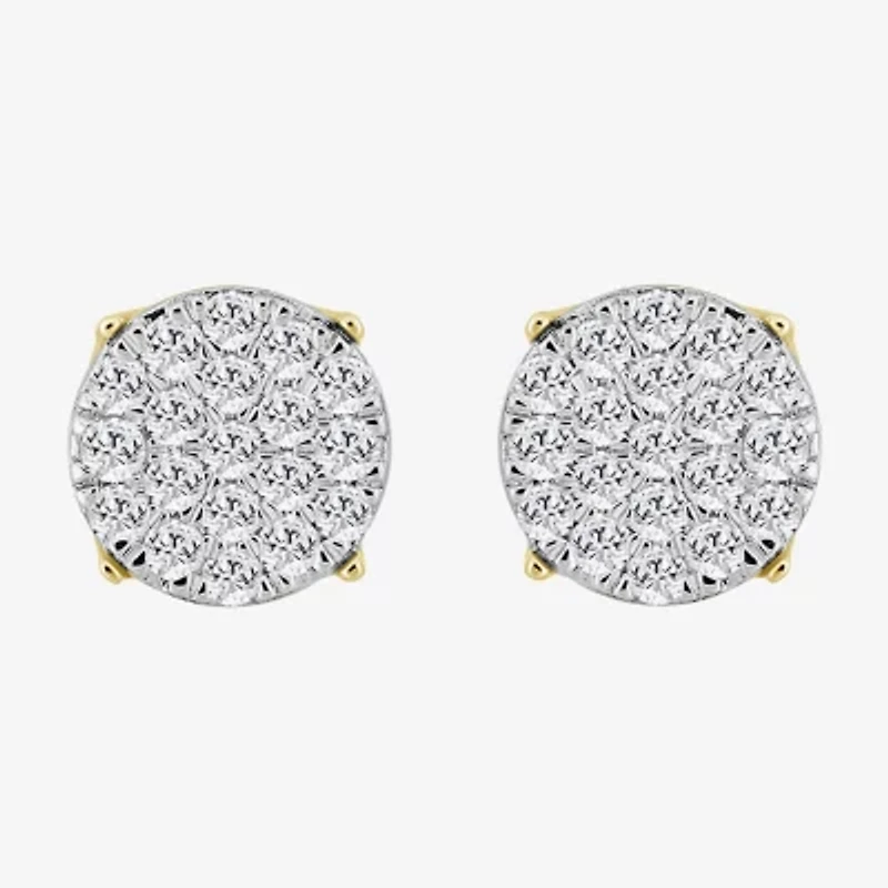 1 CT. T.W. Natural White Diamond 10K Gold 10.5mm Round Stud Earrings