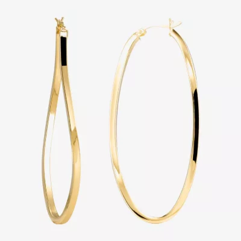Made in Italy Womens 14K Gold Over Silver 67mm Oval Hoop Earrings